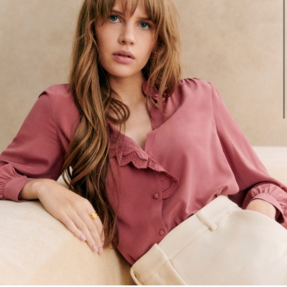 Sézane Chloe Blouse – Rosewood, Size 34 (US 2/XS)